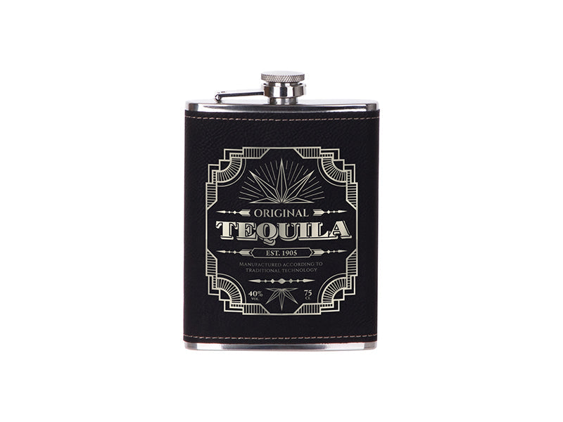 Engravable 8oz Stainless Steel Flask with PU Cover - Pack of 10 - Joto Imaging Supplies Canada